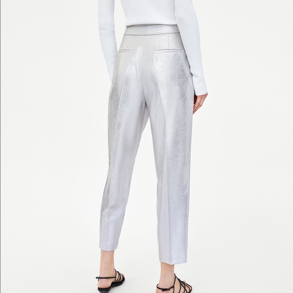 Zara metallic crop silver pants - Picture 3 of 4